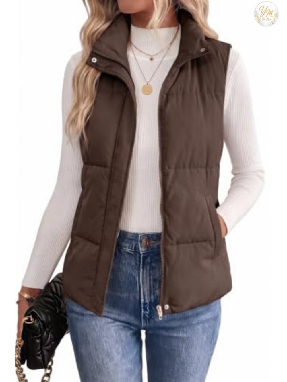 Women's Lightweight Puffer Vest Sleeveless Zip Up Stand Collar Warm Winter